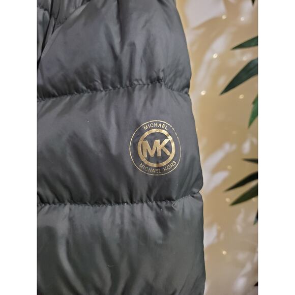 MK Michael Kors Packable Down Hooded Mid Length Puffer Coat Size XL Olive Green - Picture 7 of 14